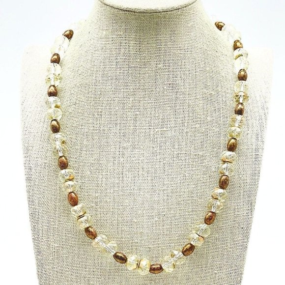 Clear and Brown Beaded Necklace Silver Tone Classic Career Cosplay LARP Gift - Picture 7 of 7